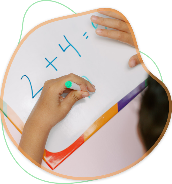 Child solving a math problem